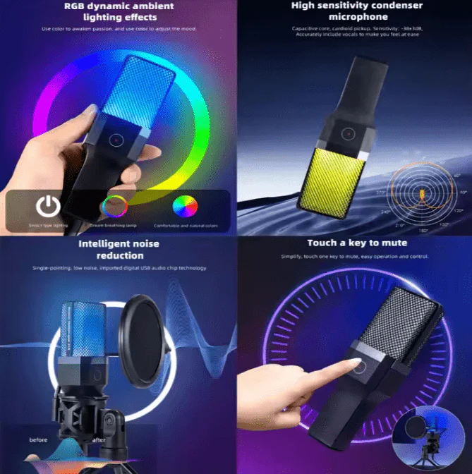 Aibimy - RGB Gaming Microphon